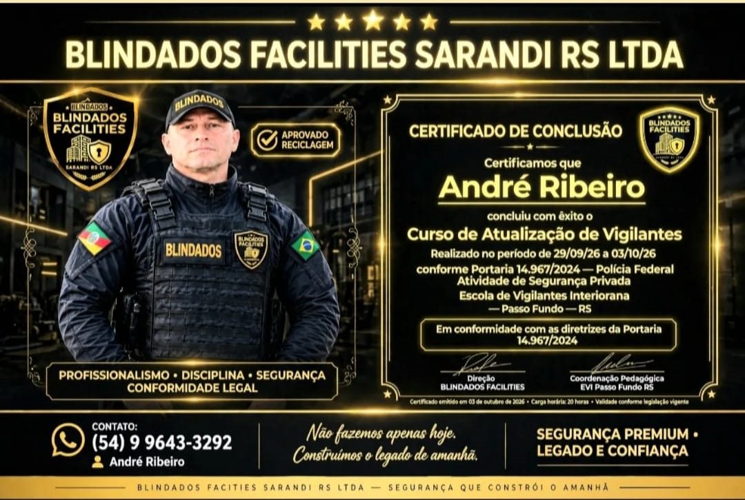 Certificado de conclusão do Curso de Atualização de Vigilantes